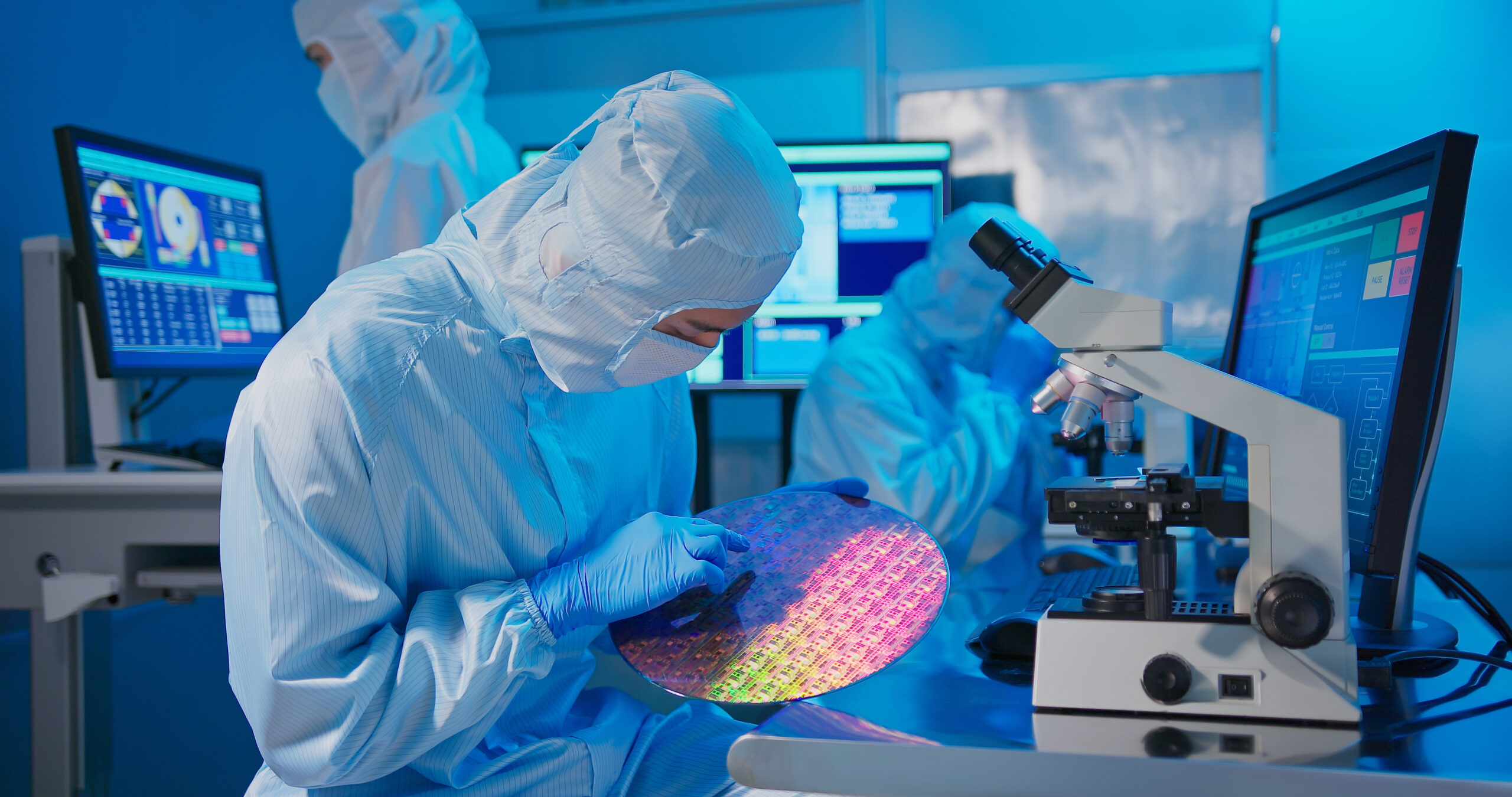 technician with wafer