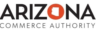 Arizona Commerce Authority logo with the word “ARIZONA,” where the “O” contains an outline of the state of Arizona, above the words “COMMERCE AUTHORITY” in smaller text.