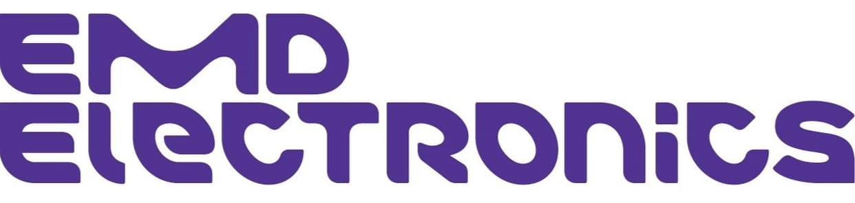 Purple “EMD Electronics” logo with bold, rounded, stylized letters on a white background.